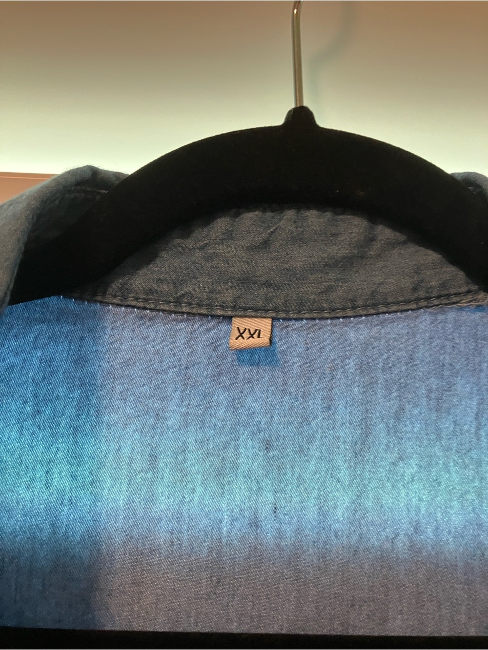 Chambray Shirt Dress with Belt - Blue - Picture 3 of 4